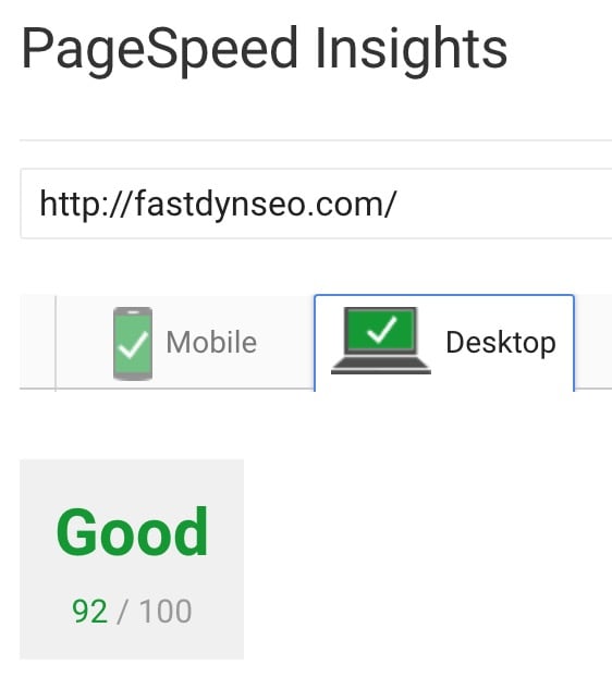 Speed test of website